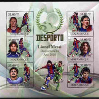 Mozambique 2010 Sport - Football large perf sheetlet containing 6 values unmounted mint