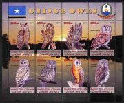 Maakhir State of Somalia 2010 Unique Owls perf sheetlet containing 8 values unmounted mint