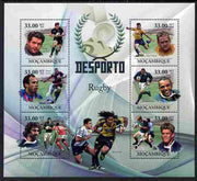 Mozambique 2010 Sport - Rugby large perf sheetlet containing 6 values unmounted mint, Scott #2007