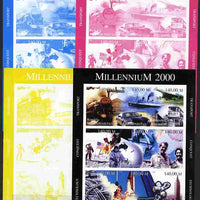 Turkmenistan 1999 Millennium (Transport, Conquest & Technology) sheetlet containing 9 values - the set of 4 imperf progressive proofs comprising 3 individual colours plus all 4-colour composite, unmounted mint