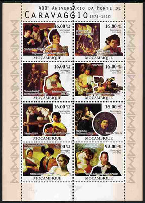 Mozambique 2010 400th Death Anniversary of Caravaggio perf sheetlet containing 8 values unmounted mint