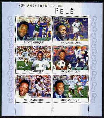 Mozambique 2010 70th Birth Anniversary of Pele perf sheetlet containing 4 values unmounted mint