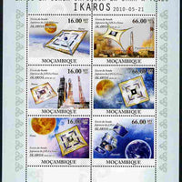 Mozambique 2010 JAXA probe to Venus (IKAROS) perf sheetlet containing 6 values unmounted mint