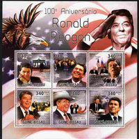 Guinea - Bissau 2011 100th Birth Anniversary of Ronald Reagan perf sheetlet containing 6 values unmounted mint