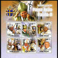 Guinea - Bissau 2011 Beatification of Pope John Paul II perf sheetlet containing 6 values unmounted mint