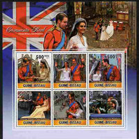 Guinea - Bissau 2011 Royal Wedding - William & Kate perf sheetlet containing 6 values unmounted mint