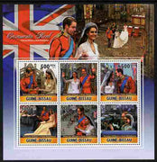 Guinea - Bissau 2011 Royal Wedding - William & Kate perf sheetlet containing 6 values unmounted mint