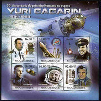 Mozambique 2011 50th Anniversary of First Man in Space - Yuri Gagarin perf sheetlet containing 6 values unmounted mint