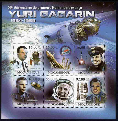 Mozambique 2011 50th Anniversary of First Man in Space - Yuri Gagarin perf sheetlet containing 6 values unmounted mint