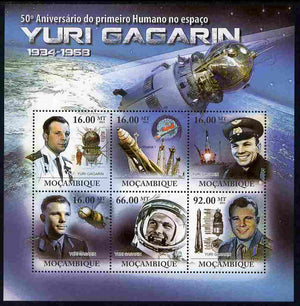 Mozambique 2011 50th Anniversary of First Man in Space - Yuri Gagarin perf sheetlet containing 6 values unmounted mint