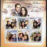 Mozambique 2011 Royal Wedding - William & Kate perf sheetlet containing 6 values unmounted mint