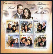 Mozambique 2011 Royal Wedding - William & Kate perf sheetlet containing 6 values unmounted mint