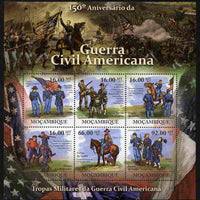 Mozambique 2011 150th Anniversary of American Civil War perf sheetlet containing 6 values unmounted mint