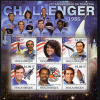 Mozambique 2011 25th Anniversary of Challenger Disaster perf sheetlet containing 6 values unmounted mint