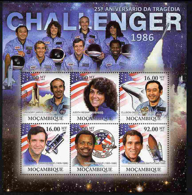 Mozambique 2011 25th Anniversary of Challenger Disaster perf sheetlet containing 6 values unmounted mint