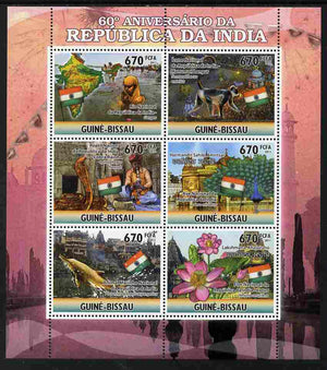 Guinea - Bissau 2011 60th Anniversary of India perf sheetlet containing 6 values unmounted mint Michel 5233-38