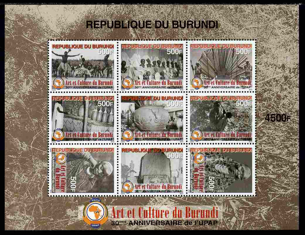 Burundi 2011 Art & Culture perf sheetlet containing 9 values unmounted mint