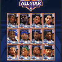 Liberia 2009 Phoenix All-Star Basketball - Eastern Conference perf sheetlet containing 12 values unmounted mint