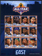 Liberia 2009 Phoenix All-Star Basketball - Eastern Conference perf sheetlet containing 12 values unmounted mint