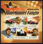Mozambique 2011 Birth Centenary of Juan Manuel Fangio perf sheetlet containing 6 values unmounted mint Michel 4577-82