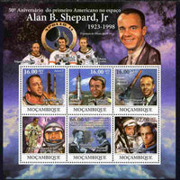 Mozambique 2011 Alan B Shepard - 50th Anniversary of First American in Space perf sheetlet containing 6 values unmounted mint Michel 4605-10