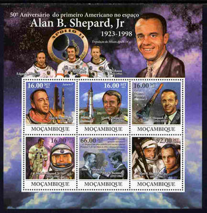 Mozambique 2011 Alan B Shepard - 50th Anniversary of First American in Space perf sheetlet containing 6 values unmounted mint Michel 4605-10