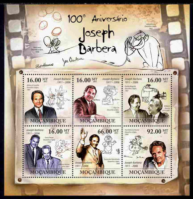 Mozambique 2011 Birth Centenary of Joseph Barbera perf sheetlet containing 6 values unmounted mint Michel 4584-89