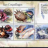 Comoro Islands 2011 Shells perf sheetlet containing 5 values unmounted mint