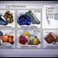 Comoro Islands 2011 Minerals #1 perf sheetlet containing 5 values unmounted mint