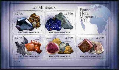 Comoro Islands 2011 Minerals #1 perf sheetlet containing 5 values unmounted mint