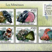 Comoro Islands 2011 Minerals #3 perf sheetlet containing 5 values unmounted mint