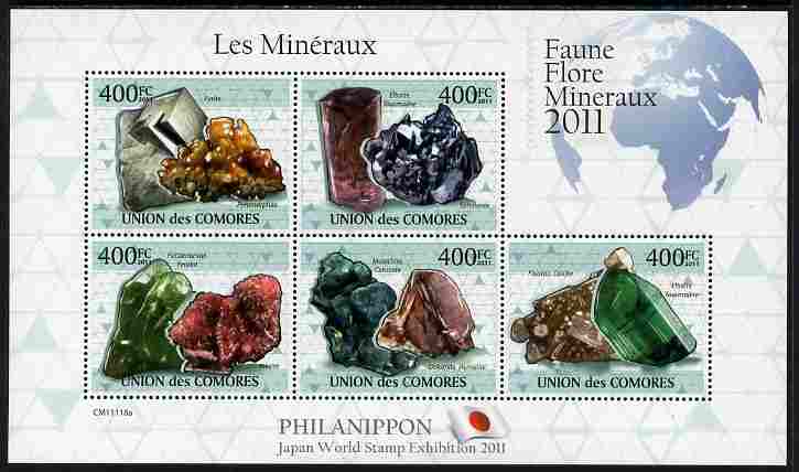 Comoro Islands 2011 Minerals #4 perf sheetlet containing 5 values unmounted mint