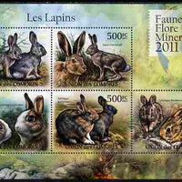 Comoro Islands 2011 Rabbits perf sheetlet containing 5 values unmounted mint