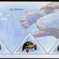 Guinea - Conakry 2011 Turtles perf sheetlet containing 3 triangular shaped values unmounted mint