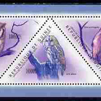 Guinea - Conakry 2011 Owls perf sheetlet containing set of 5 triangular shaped values unmounted mint