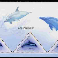 Guinea - Conakry 2011 Dolphins perf sheetlet containing 3 triangular shaped values unmounted mint