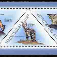 Guinea - Conakry 2011 Wild Cats perf sheetlet containing set of 5 triangular shaped values unmounted mint