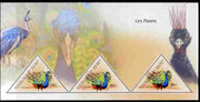 Guinea - Conakry 2011 Peafowl perf sheetlet containing 3 triangular shaped values unmounted mint