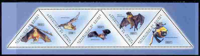 Guinea - Conakry 2011 Bats perf sheetlet containing set of 5 triangular shaped values unmounted mint