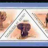 Guinea - Conakry 2011 Elephants perf sheetlet containing set of 5 triangular shaped values unmounted mint