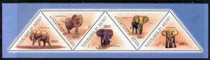 Guinea - Conakry 2011 Elephants perf sheetlet containing set of 5 triangular shaped values unmounted mint