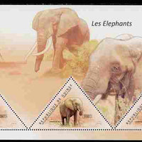 Guinea - Conakry 2011 Elephants perf sheetlet containing 3 triangular shaped values unmounted mint