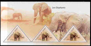 Guinea - Conakry 2011 Elephants perf sheetlet containing 3 triangular shaped values unmounted mint