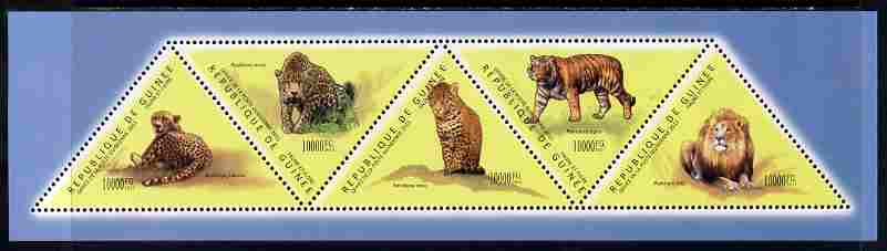 Guinea - Conakry 2011 Big Cats perf sheetlet containing set of 5 triangular shaped values unmounted mint