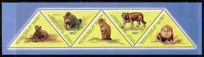 Guinea - Conakry 2011 Big Cats perf sheetlet containing set of 5 triangular shaped values unmounted mint