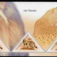 Guinea - Conakry 2011 Big Cats perf sheetlet containing 3 triangular shaped values unmounted mint