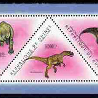 Guinea - Conakry 2011 Dinosaurs perf sheetlet containing set of 5 triangular shaped values unmounted mint