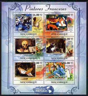 Mozambique 2011 French Paintings perf sheetlet containing 6 values unmounted mint