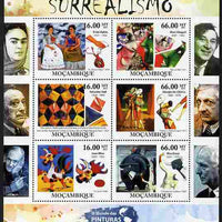 Mozambique 2011 Surrealist Art perf sheetlet containing 6 values unmounted mint