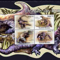 Guinea - Bissau 2011 Komodo Dragons special shaped perf sheetlet containing 4 values unmounted mint